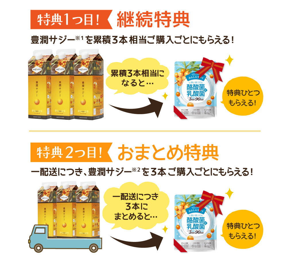 豊潤サジー３本セット⭐︎三連休限定セール！ 特典変更サービスとは – ヘルプ